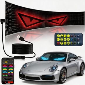 Light Sign for Car 7.1" X 2.7" Programmable Car LED Sign Custom Text Message Pattern Animations with APP & Remote Control Blurtooth Devil Eyes Light for Windshield for Sedan SUV Truck Rear Window in Saudi Arabia