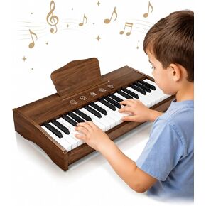 Kids Piano Keyboard, 37 Keys Digital Piano for Kids, Touch Control Buttons, Music Educational Instrument Toy, Built-in Songs & Rhythms, Wood Toy for 3+ Girls and Boys(Dark Brown) in Saudi Arabia