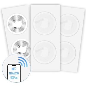 30 قطعة من علامات NFC NTAG216، ملصقات NFC قابلة للبرمجة مع ملصقات لاصقة - ذاكرة 888 بايت، علامات RFID قابلة لإعادة الكتابة، تعمل مع جميع الهواتف الذكية والأجهزة التي تدعم تقنية NFC (25 مم) in Kuwait