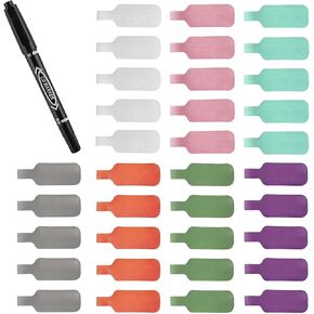 35 PCS Cable Labels (Large Size) - Leather Texture Cord Tags for Wire Organizing & Identification, Comes with 1 Dual-Tip Marker (Thick/Thin), Reusable & No Sticky Residue for Electronics/Home Theater in Saudi Arabia