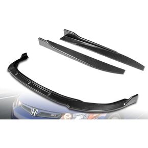 STAY-TUNED, 5PCS ABS CS-Style Front Bumper Lip Spoiler Body Kit + Universal 31" x 4" Side Skirts, Compatible with 2006-2008 Honda Civic 2DR/Coupe, Exterior Accessory (Carbon Painted) in Saudi Arabia