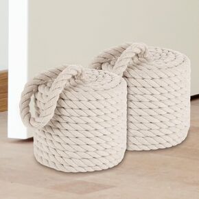 2 Pack Decorative Door Stop 5x5 Inch White Cotton Rope Door Stopper, Heavy Nautical Door Stoppers for Door, Window in Saudi Arabia