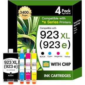 مجموعة خراطيش الحبر 923 923XL 8130e: بديلة لخراطيش الحبر HP 923 لطابعات HP OfficeJet Pro 8130e 8120e 8135e 8138e 8125e 8139e 8120 (4 عبوات أسود سماوي أصفر أرجواني مع رقاقة) in Kuwait