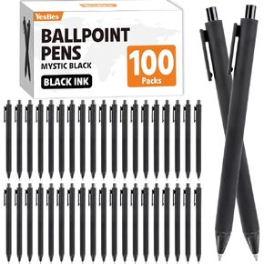 100 Pack Ballpoint Pens Bulk, Retractable Black Pens Ballpoint Medium Point 1mm with Super Soft Grip for Smooth Writing, No Bleed Ink Pens Clear Lines, School & Office Supplies, Best Gifts for Teacher in Kuwait
