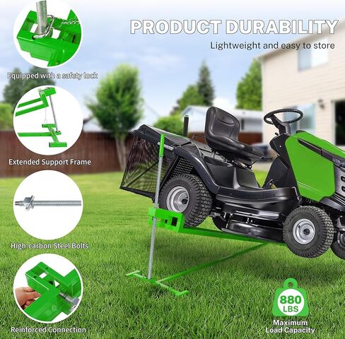 880 Lbs Capacity Telescopic Riding Lawn Mower Lift Jack – Foldable Design with Hand Crank & Electric Handle for Lawn mowers and Garden Tractors in Saudi Arabia