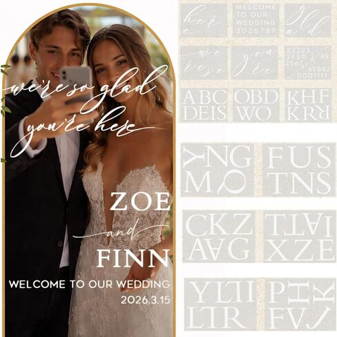 Honoson 16 Sheet Welcome to Our Wedding Mirror Sticker Customizable Welcome to The Wedding with Bride and Groom Name UV Dtf Letters Mirror Decals for Bridal Shower Marriage Reception(White) in Kuwait