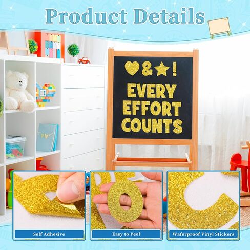 4 بوصة رسائل لوحة الإعلانات 108pcs 12 ورقة ملصقات الحروف الذهبية ملصقات الأبجدية الكبيرة ذاتية اللصق بريق ملصق الحروف للمدرسة الفصول الدراسية ملصق المجلس DIY الحرف عيد ميلاد ديكور المنزل in Kuwait