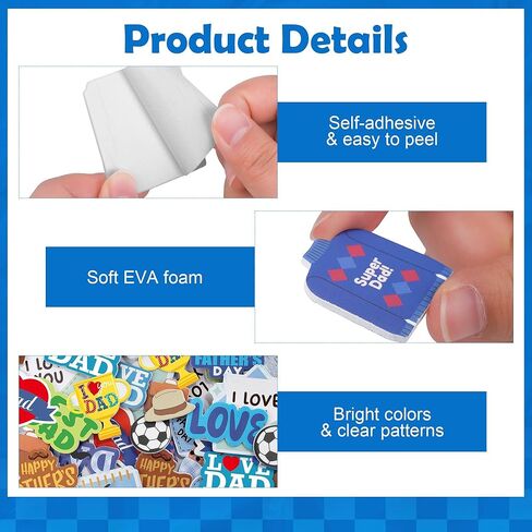 Fovths 400 Pieces Father's Day Foam Stickers, DIY Craft Decorations Party Supplies, Heart Envelope Football Beard Tie Adhesive Craft Stickers for Scrapbooks Bottles Father's Day DIY Gift Cards Crafts in Kuwait