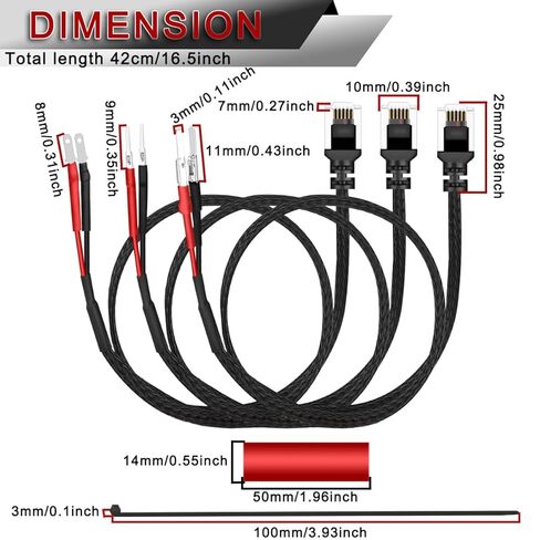 16.5 inch Radar Detector Hardwire Power Cord Mirror Plug Wire Tap Kit for Escort for Valentine One for Uniden for Beltronics with Braided Inline Fuse Mount RJ11 with Heat Shrink Tubing in Kuwait