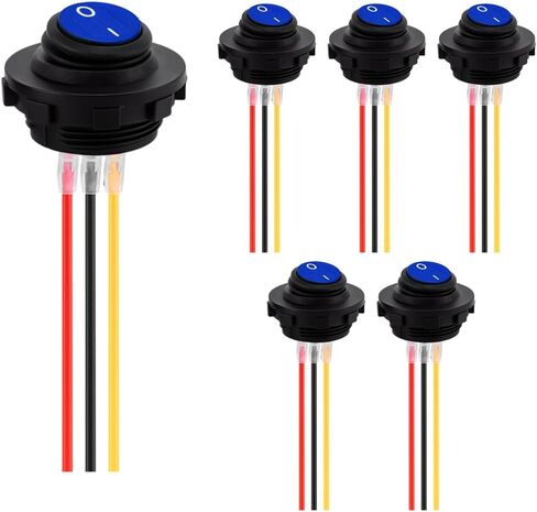 6 قطع تبديل هزاز للسيارة، 3 دبابيس للمركبة على إيقاف تشغيل SPST LED مع أسلاك طرفية مغلقة، ملحقات مفتاح هزاز للسيارات مقاومة للماء، عالمية للشاحنة RV على الطرق الوعرة (أحمر) in Kuwait