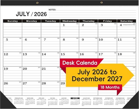 2026-2027 Monthly Desk Calendar Large 22" x 17" - 18 Month July 2026 to December 2027 Desktop Blotter with Waterproof Frosted Cover, 120g Thick Paper for Home and Office in Saudi Arabia