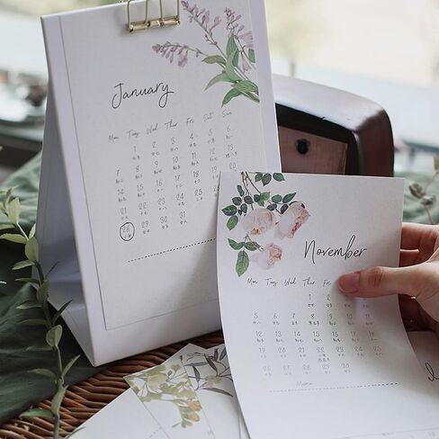 2026 Desk Calendar Monthly Standing Creative Calendar 5.5" x 8.3" - Charming Flowers (Oct. 2025 to Dec. 2026) in Saudi Arabia