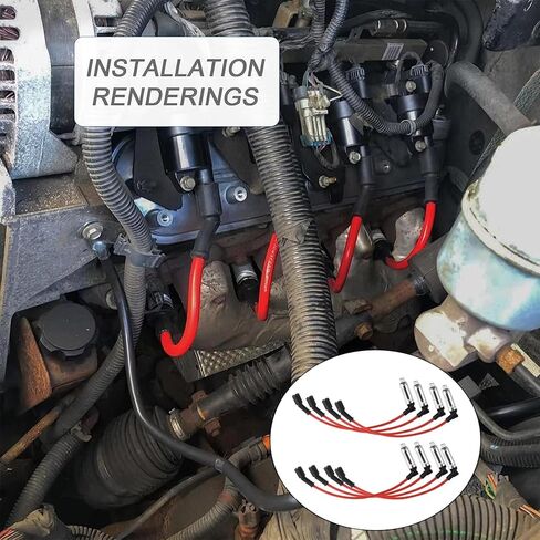 وصلات اشتعال متوافقة مع كاديلاك لإسكاليد 6.0L 2002 2003 2004 M8-48322 483227831 أسلاك توصيل الإشعال كابل الإشعال in Kuwait