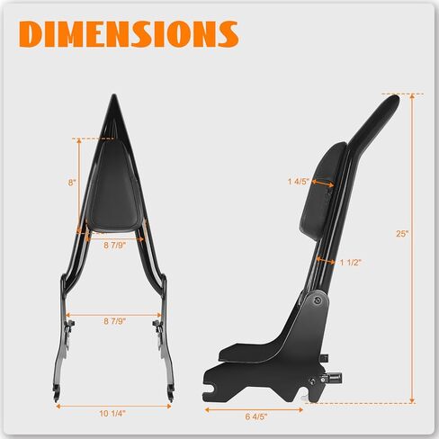 Softail Sissy Bar for Street Bob Deluxe Heritage Classic Standard Slim، 25 بوصة مسند ظهر للركاب قابل للفصل مع أجهزة إرساء لـ Harley FLDE، FLHC، FLHCS، FLSL، FXBB، FXST، FLI 2018-2026 in Kuwait
