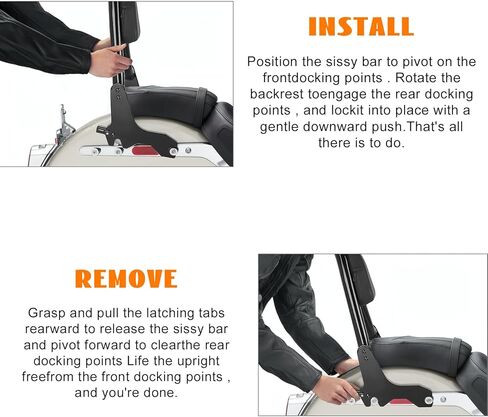 Softail Sissy Bar for Street Bob Deluxe Heritage Classic Standard Slim، 25 بوصة مسند ظهر للركاب قابل للفصل مع أجهزة إرساء لـ Harley FLDE، FLHC، FLHCS، FLSL، FXBB، FXST، FLI 2018-2026 in Kuwait