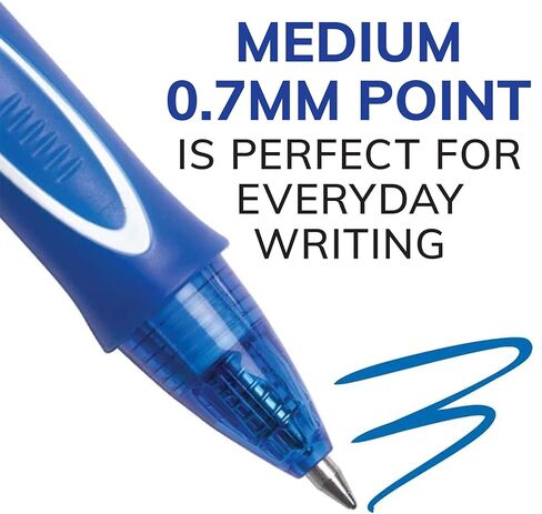 BIC Gel-ocity Quick Dry (DRIES UP TO 3X FASTER) Bulk 24 Pack Of 12 Black And 12 Blue Ink Pens, Smear Free, Retractable Gel Pens, Medium Point 0.7mm, Pens For Taking Notes For Adults Women & Men. in Saudi Arabia