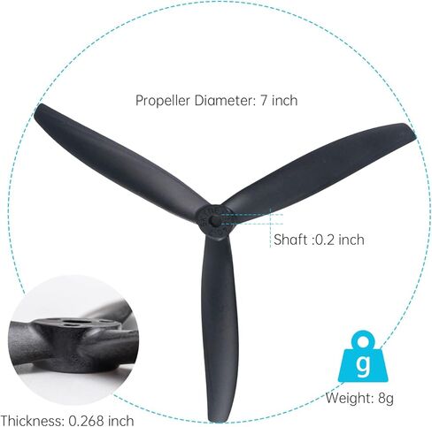 7040 7 Inch 3-Blade Reinforced PC Propeller for FPV Long Range Cinelifter Drones, Black, 2 Pack in Saudi Arabia