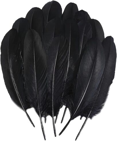 GSHLLO 100 Pcs Natural Colorful Goose Feathers Dream Catcher Making Feather Cosplay Decorative Feather DIY Crafts Feathers Clothing Hats Accessories Black in Kuwait