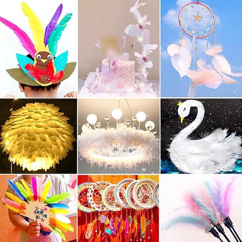 GSHLLO 100 Pcs Natural Colorful Goose Feathers Dream Catcher Making Feather Cosplay Decorative Feather DIY Crafts Feathers Clothing Hats Accessories Black in Kuwait