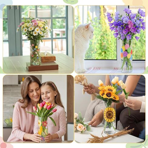Cinrobiye 6 Set DIY Glass Vase Craft Kit, Clear Glass Flower Vase Painting Set with Decorative Flowers, Stickers and Pens for Home Decor, Creative Art Projects and Table Decoration in Kuwait
