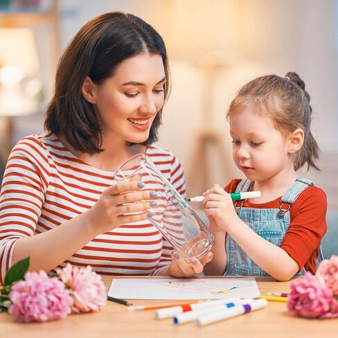 Cinrobiye 6 Set DIY Glass Vase Craft Kit, Clear Glass Flower Vase Painting Set with Decorative Flowers, Stickers and Pens for Home Decor, Creative Art Projects and Table Decoration in Kuwait