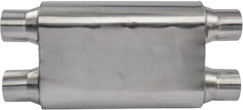 JEGS Chambered Deep-Tone Muffler | 2.5in.Dual Inlet/Dual Outlet Diameter | Stainless Steel | Overall Length Of 19in.| Muffler Body: 9in.Wide x 4in.High x 13in.Long in Kuwait
