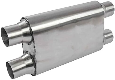 JEGS Chambered Deep-Tone Muffler | 2.5in.Dual Inlet/Dual Outlet Diameter | Stainless Steel | Overall Length Of 19in.| Muffler Body: 9in.Wide x 4in.High x 13in.Long in Kuwait