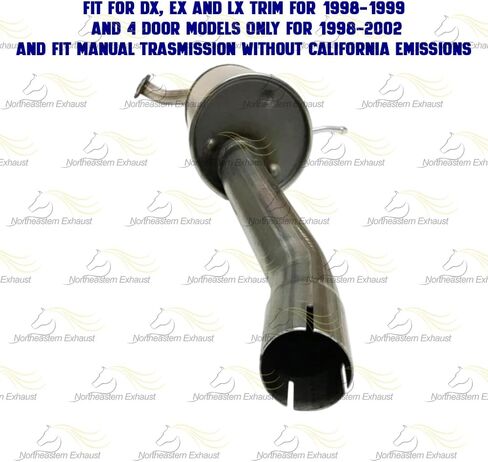 Exhaust Flex Pipe, Resonator and Muffler Compatible for 1998-2002 Honda Accord 2.3L | Stainless Steel | Northeastern Exhaust | Includes Gaskets, Clamps, Hangers and Bolt Kit | Direct-Fit Replacement in Kuwait