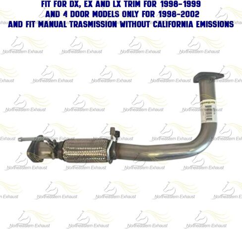 Exhaust Flex Pipe, Resonator and Muffler Compatible for 1998-2002 Honda Accord 2.3L | Stainless Steel | Northeastern Exhaust | Includes Gaskets, Clamps, Hangers and Bolt Kit | Direct-Fit Replacement in Kuwait