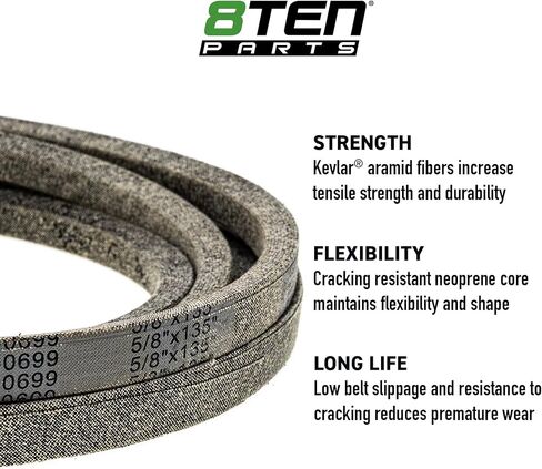 8TEN Belt with Kevlar for Cub Cadet Tank SZ60 Troy Bilt Big Red GT50 Toro GT2200 Scag 954-04319 112-0729 48607 135 x 5/8 in Kuwait
