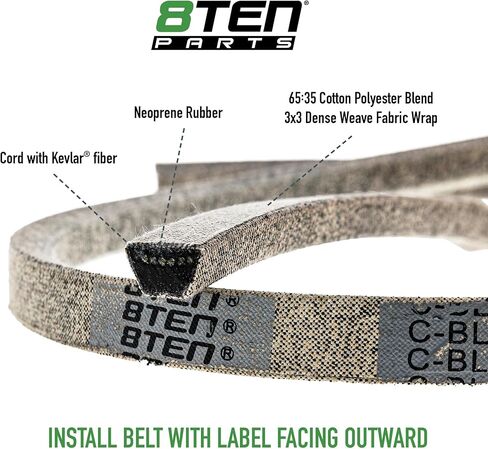 8TEN Belt with Kevlar for Cub Cadet Tank SZ60 Troy Bilt Big Red GT50 Toro GT2200 Scag 954-04319 112-0729 48607 135 x 5/8 in Kuwait