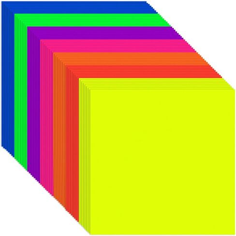 Colored Cardstock 12 x 12 in,70 Sheet Fluorescent Neon Paper 180 GSM/65 LB HeavyWeight Card Stock Set of 7 Colors Construction Paper for Cutting DIY Art Craft Scrapbookfor Kids School Supplies in Saudi Arabia