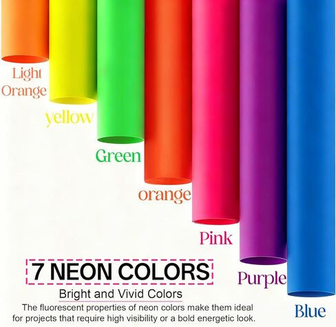 Colored Cardstock 12 x 12 in,70 Sheet Fluorescent Neon Paper 180 GSM/65 LB HeavyWeight Card Stock Set of 7 Colors Construction Paper for Cutting DIY Art Craft Scrapbookfor Kids School Supplies in Saudi Arabia