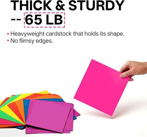 Colored Cardstock 12 x 12 in,70 Sheet Fluorescent Neon Paper 180 GSM/65 LB HeavyWeight Card Stock Set of 7 Colors Construction Paper for Cutting DIY Art Craft Scrapbookfor Kids School Supplies in Saudi Arabia