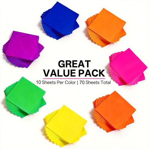 Colored Cardstock 12 x 12 in,70 Sheet Fluorescent Neon Paper 180 GSM/65 LB HeavyWeight Card Stock Set of 7 Colors Construction Paper for Cutting DIY Art Craft Scrapbookfor Kids School Supplies in Saudi Arabia