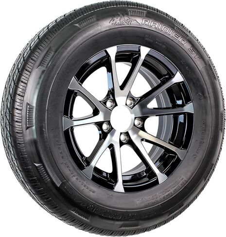 eCustomrim إطار مقطورة شعاعي ST215 / 75R14 Load C 14 بوصة 5 العروة على 4.5 مركز أفالانش حافة ألومنيوم سوداء in Kuwait