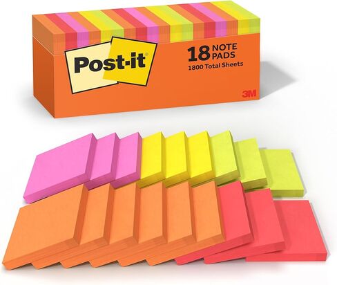 Post-it Notes, 5 Sticky Notes Pads, 3 x 3 in., School Supplies and Oﬃce Supplies, Sunburst Collection in Kuwait