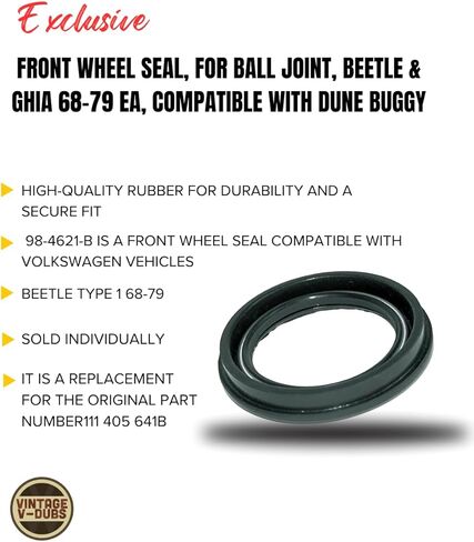 Front Wheel Seal, for Ball Joint, Beetle & Ghia 68-79 Ea, Compatible with Dune Buggy in Saudi Arabia
