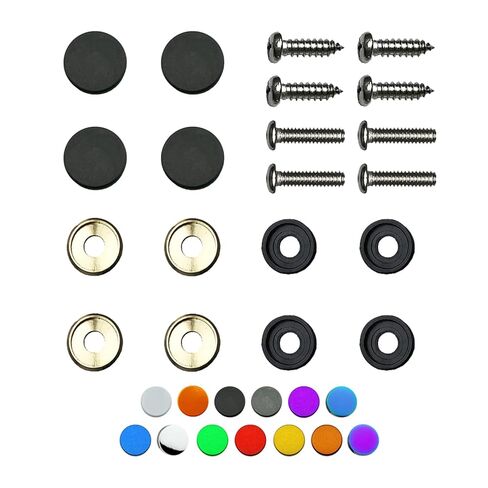 أغطية لولبية مخصصة للوحة الترخيص منقوشة بالليزر (4 عبوات)، أغطية لولبية معدنية مقاس 0.69 بوصة، شعار/نص مخصص، تناسب معظم إطارات لوحات الترخيص، تتوفر مجموعة أدوات اختيارية (أحمر) in Kuwait