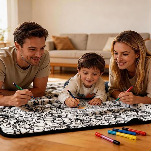 yrcvejun Coloring Blanket for Adults: Creative Coloring Set with a 55 * 40 inch Colorable Blanket and 24 Color Watercolor Pens, Perfect for Fun Art Activities - Blankets You Can Color with Markers in Kuwait