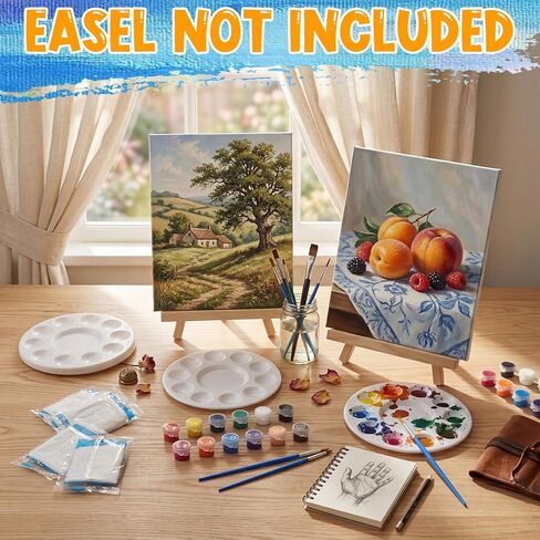 24 Set Painting Supplies Kit for Adults with 8 x 10 Inch Canvas Boards 12 Colors Mini Acrylic Paint, Brushes, Palettes, Aprons for Sip and Paint Adults Beginners Painting Party in Kuwait