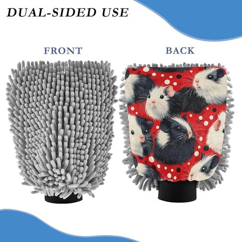 AIXIWAWA Car Wash Mitt Washing Glove Scratch Free Water Absorbent 2 Pack Large Guinea Pigs Print in Kuwait