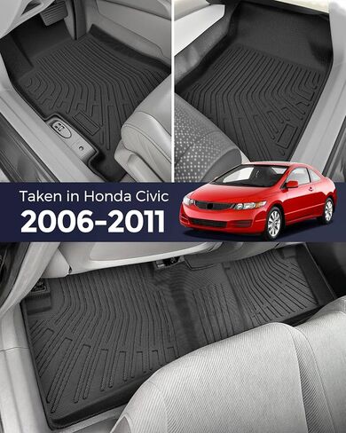 سجادات أرضية CreekT® لجميع الأحوال الجوية لسيارة Honda Civic 2006-2011 (غير مناسبة للكوبيه) 4 أبواب، الجيل الثامن مخصص 5 مقاعد لسيارة Civic Sedan LX EX SI، ملحقات السيارة المطاطية شديدة التحمل 2006 2007 2008 2009 2010 2011 in Kuwait