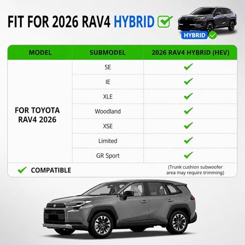 سجادات أرضية TPE مناسبة لجميع الأحوال الجوية لسيارة Toyota RAV4 Hybrid لعام 2026، مجموعة كاملة من بطانات السيارة مع حصيرة شحن صندوق السيارة (تناسب موديلات مضخم الصوت)، ملحقات لسيارة RAV4 لعام 2026 in Kuwait