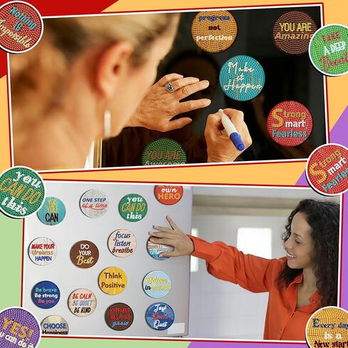 Motipuns 30 Pcs Inspirational Diamond Art Kits Magnetic Motivational Diamond Painting Magnets Kits Positive Affirmation 5d DIY Art Fridge Magnet Refrigerator Sticker for Adult Beginner Home Car Garage in Kuwait