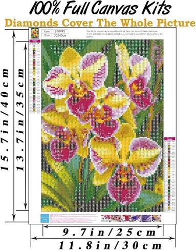 BOHADIY Diamond Art Painting Kits for Adults, Flower 5D Diamond Paint Dots Art Kit for Adult Beginner, Phalaenopsis DIY Round Gem Crystal Art Paintings by Diamond, Home Wall Decor Crafts 12x 16 inch in Kuwait