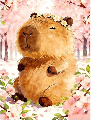 Diamond Art Kits for Adults Diamond Art Painting Kit for Kids Cute Capybara Birthday Personalized Gifts for Women Her Gem Art DIY 5D Diamond Painting Kits Home Wall Kawaii Room Decor 12x16inch in Saudi Arabia