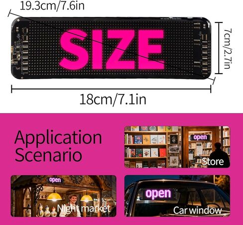 Light Sign for Car 7.1" X 2.7" Programmable Car LED Sign Custom Text Message Pattern Animations with APP & Remote Control Blurtooth Devil Eyes Light for Windshield for Sedan SUV Truck Rear Window in Saudi Arabia