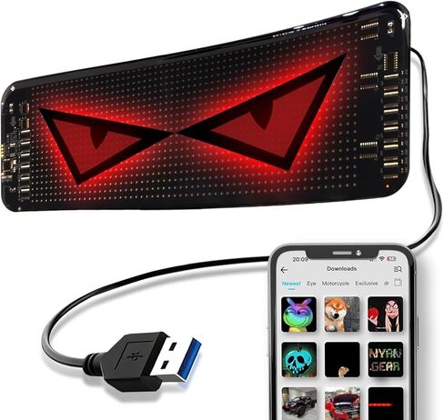 Light Sign for Car 7.1" X 2.7" Programmable Car LED Sign Custom Text Message Pattern Animations with APP & Remote Control Blurtooth Devil Eyes Light for Windshield for Sedan SUV Truck Rear Window in Saudi Arabia