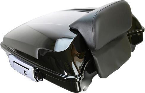 5.5'' Vivid Black Razor Tour Trunk Chrome Latches W/Backrest Pad Fit for Harley Touring Road Glide Street Glide Electra Glide Road King 1997-2008 (Razor Tour LuggageTrunk +Mounting Rack(1997-2008)) in Saudi Arabia